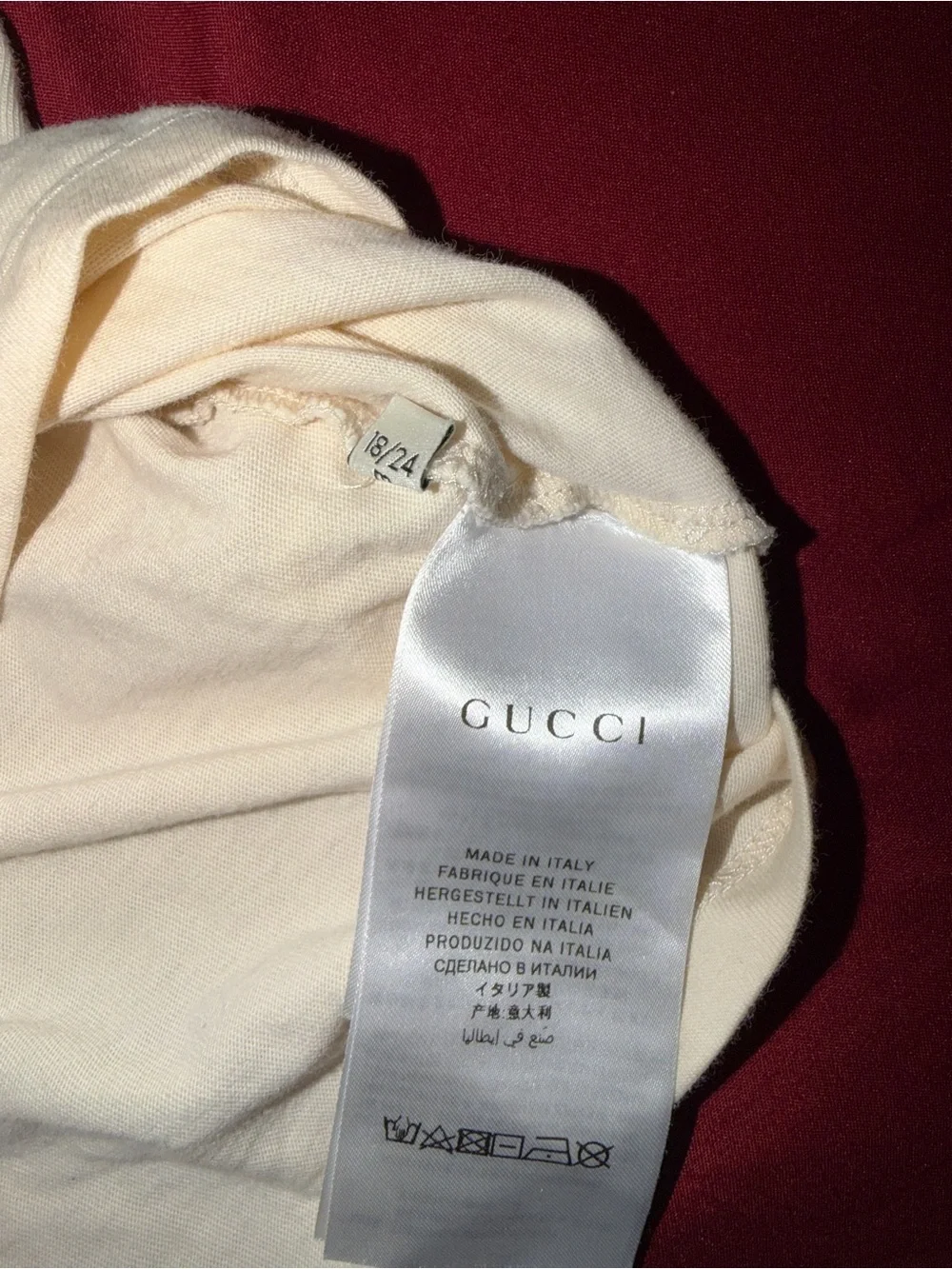 Gucci White Kids Tee with Blue and Red Logo